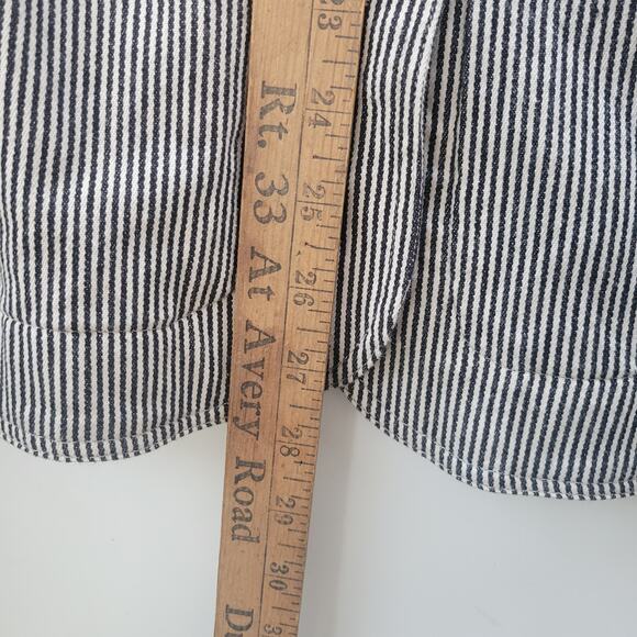 Live a Little Womens Jacket size Lg Blue/ White Stripe Denim Snap Up Pockets - Picture 4 of 9